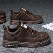 高幫皮鞋男鞋2024冬季新款商務(wù)復古英倫工裝靴時(shí)尚百搭男款騎士靴 W032-1棕色 39
