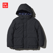 優(yōu)衣庫童裝男童女童高性能復合連帽外套/保暖厚衣服473309 09 黑色 140