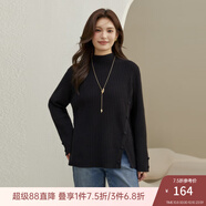 纖莉秀大碼女裝韓系時(shí)髦高領(lǐng)開(kāi)叉下擺百搭保暖毛衣胖mm2025冬新款4714 黑色 XL