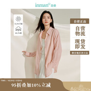 茵曼章若楠同款防曬苧麻棉女裝襯衫2025夏季新品襯衣上衣 淺粉色 L
