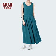 無(wú)印良品（MUJI）IDEE 女式 人字紋 連體裙 連衣裙裙子夏季長(zhǎng)裙無(wú)袖GAD61C4S 深藍(lán)色 均 碼 165/88A