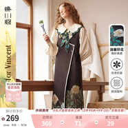 兩三事梵高文藝無袖連衣裙女2025春新款法式復(fù)古背心裙午夜思潮 黑色 L