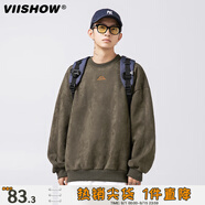 viishow美式380g重磅復(fù)古衛(wèi)衣男春秋ins潮牌寬松麂皮絨秋季上衣 綠色 XL