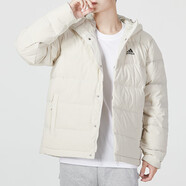 阿迪達(dá)斯 （adidas）男裝 冬季新款運(yùn)動(dòng)服時(shí)尚加厚連帽防風(fēng)休閑保暖羽絨服夾克外套 HG4886/米白 M
