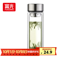 富光雙層玻璃杯大容量帶茶隔水杯高硼硅泡茶杯子商務(wù)男士辦公杯320ml
