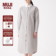 無印良品 MUJI 女式 新疆棉水洗牛津 襯衫連衣裙 BCL11A0S 米色X條紋 XS-S