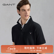 GANT/甘特【100%棉】夏男士休閑時(shí)尚印花logo翻領(lǐng)短袖T恤POLO衫 5黑色 M