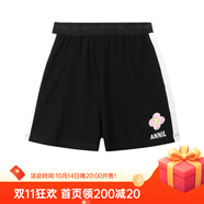安奈兒（Annil）童裝女童褲子純棉夏新款女孩運(yùn)動休閑短褲吸濕透氣運(yùn)動褲 黑色 110 cm