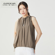 哥弟（GIRDEAR）女裝花苞設計褶皺肌理背心半身裙套裝女1300977 1200377 海藻卡其-上衣 M (3碼)