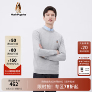 Hush Puppies暇步士男裝秋基礎(chǔ)款多色百搭圓領(lǐng)羊毛混紡針織衫 048中灰1 L