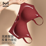 貓人（MiiOW）本命年馬年女內衣女士新娘結婚紅色文胸女生無(wú)鋼圈聚攏上托胸罩女