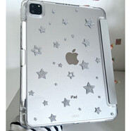 淺里三折壓克力銀色細閃星星適用三星蘋果華為A6789小米matepad11 3折壓克力-灰色鋼化膜+銀細閃星 聯(lián)想小新Pad2024款(11英寸)