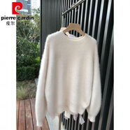 皮爾卡丹（pierre cardin）馬海毛紫色毛絨絨加厚毛衣女秋冬寬松慵懶風(fēng)奶fufu加厚冬季針織衫 白色 均碼