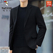 啄木鳥(niǎo)（TUCANO）西裝外套男士休閑西服男2025新款商務(wù)免燙小西裝男秋季修身西服男 黑色 2XL 【145-160斤左右】