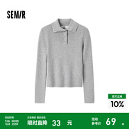 森馬毛衣女短款高領(lǐng)正肩緊身套頭衫休閑風(fēng)冬季顯瘦打底衫簡約氣質(zhì) 中花灰00510 3XL