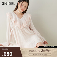 SNIDEL2025春夏新品刺繡花邊荷葉領(lǐng)喇叭袖襯衫連衣裙SWFB251065 粉米色 均碼 (F)