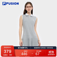 FILA FUSION斐樂潮牌女子針織連衣裙2025夏季無(wú)袖百褶連身裙