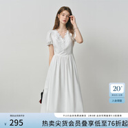 范思藍恩法式重工立體花朵蕾絲連衣裙女夏季2025新款收腰裙子2884 白色 L
