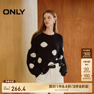 ONLY秋冬甜美百搭休閑波點(diǎn)圓領(lǐng)含羊毛針織衫女|124313032 E40 煤黑色 M (165) 84A