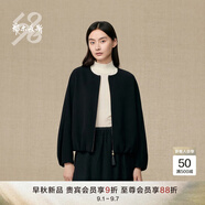 鄂爾多斯1980羊毛雙面呢泡泡袖女裝簡(jiǎn)約休閑短外套25早秋新品 黑 S 160/80A