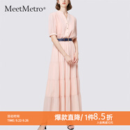 MeetMetro瑪依爾時尚高腰連衣裙2025夏新款氣質顯瘦仙女裙蛋糕裙 藕粉 【現(xiàn)貨閃電發(fā)】 XL