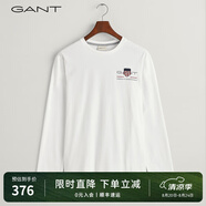 GANT【100%棉】甘特春季休閑刺繡柔軟內搭經(jīng)典純色圓領(lǐng)長(cháng)袖男T恤 110白色 L
