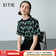 愛特愛（EITIE）簡約藝術(shù)感印花短袖T恤女2025夏季新款寬松圓領(lǐng)上衣7813514 機能綠45 M (160)