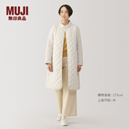 無(wú)印良品（MUJI）女式 可水洗絎縫大衣外套女款棉服冬菱格棉衣中長(cháng)款女裝 BD0YVA4A 象牙色 S (155/80A)
