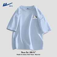 回力短袖t恤男夏季潮牌休閑男士熊貓體恤青少年ins潮流透氣純棉半截袖 冰川藍(h趴窩熊胸標) L /175(建議120斤-140斤左右)