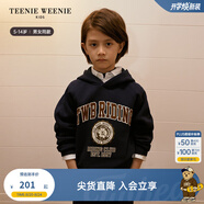 Teenie Weenie Kids小熊童裝24秋季款男女童連帽套頭印花衛(wèi)衣 藏青色 130 cm