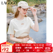 LAGOGO【涼感抗菌】索羅娜短袖T恤女拉谷谷夏季簡約圓領(lǐng)正肩上衣 米色(T2) S