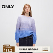 ONLY秋冬柔軟舒適漸變燈籠袖圓領(lǐng)毛衣針織衫女|124313008 I33 藍(lán)紫色塊 M (165) 84A