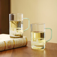 唯銘諾玻璃杯花茶杯子果汁杯牛奶杯帶把水杯男女西湖綠茶杯400ml