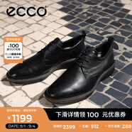 愛步（ECCO）皮鞋男 男士皮鞋夏季休閑皮鞋透氣軟底商務(wù)德比鞋 適動混合836404 黑色83640401001 39