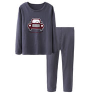 爸媽親（KIDS MAN&DAD）20秋冬新款兒童內衣套裝萊卡棉男童小汽車(chē)秋衣秋褲新款新款 深灰 90 cm