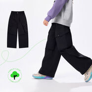 一貝皇城（EBCASTLE）一貝皇城兒童工裝褲男童女童2025秋季新款休閑褲中大童戶(hù)外秋裝長(cháng) 濃墨黑 120