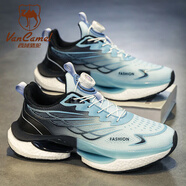 西域駱駝（VANCAMEL）男鞋運動(dòng)鞋2025冬季御寒加絨旋轉紐扣跑步鞋初中學(xué)生超輕減震鞋男 淺藍 【透氣款】 42