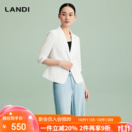 藍(lán)地（LANDI）[禪意光澤]LANDI優(yōu)雅氣質(zhì)修身短款小西裝外套女五分袖夏新品 純白色 L
