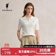 POLOWALK短袖針織衫女士T恤衫2025夏季新款韓系多色套頭翻領(lǐng)經(jīng)典百搭女裝 米白【拉鏈款】 【49.1%粘纖30.1%聚酯纖維2.8錦綸】 2XL (175)