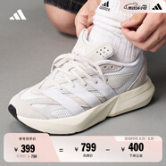 adidas「流光跑鞋」LIGHTBLAZE休閑跑步鞋男女新款阿迪達斯輕運動(dòng) 晶白色/白色/淺灰色   42.5