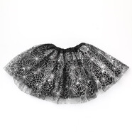 萬(wàn)圣節紗裙蓬蓬裙tutu群蜘蛛南瓜三層六片網(wǎng)紗裙骷髏頭巫婆半身裙 銀色蜘蛛網(wǎng) M 40C成人款