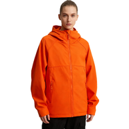 恩尚愛思【鳥家同款】25年新秋冬情侶防潑水保暖芙蓉格軟殼連帽沖鋒衣外套 氧化橙 XS 【90-105斤】