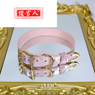 俊官人港澳輕奢高端品質(zhì)項圈女刻字皮革頸帶鈴鐺骨頭掛件朋克風(fēng)原 糖果粉蛇紋單項圈