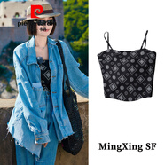 皮爾卡丹（pierre cardin）花兒與少年秦嵐同款牛仔襯衫女2025小個(gè)子上衣明星寬松闊腿褲套裝 碎花吊帶 S