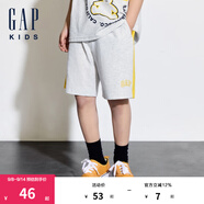 Gap【大小童同款】男童夏純棉logo針織短褲運動(dòng)休閑兒童裝466674 灰色 120 cm 亞洲尺碼