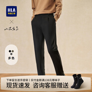 海瀾之家（HLA）休閑褲男裝24年春秋季直筒微彈透氣輕商務(wù)系列簡(jiǎn)約男士休閑長(zhǎng)褲子 HKCAW3W061A黑色1D M /170推薦63~67kg