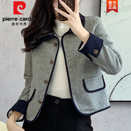 皮爾卡丹（pierre cardin）短外套女裝春秋冬季2025年新款小個(gè)子風(fēng)衣小香風(fēng)時(shí)尚百搭?yuàn)A克上衣 灰色《春秋季高端大氣時(shí)尚媽媽氣質(zhì)高級(jí)感女士開(kāi)衫短外 XL 115-125斤