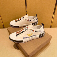 AX阿瑪尼男鞋一腳蹬秋冬季真皮小白鞋百搭韓版拼色休閑板鞋潮流 白色 41