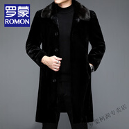 羅蒙（ROMON）金貂絨男外套加厚仿貂皮大衣男貂毛冬季2025新款男士貂絨皮草夾克 609黑色 M 170