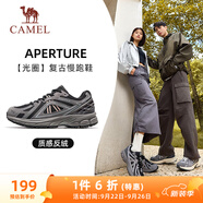 駱駝（CAMEL）復(fù)古運動女鞋全地形跑步休閑慢跑鞋子 X24C09L7649 黑/粉 37
